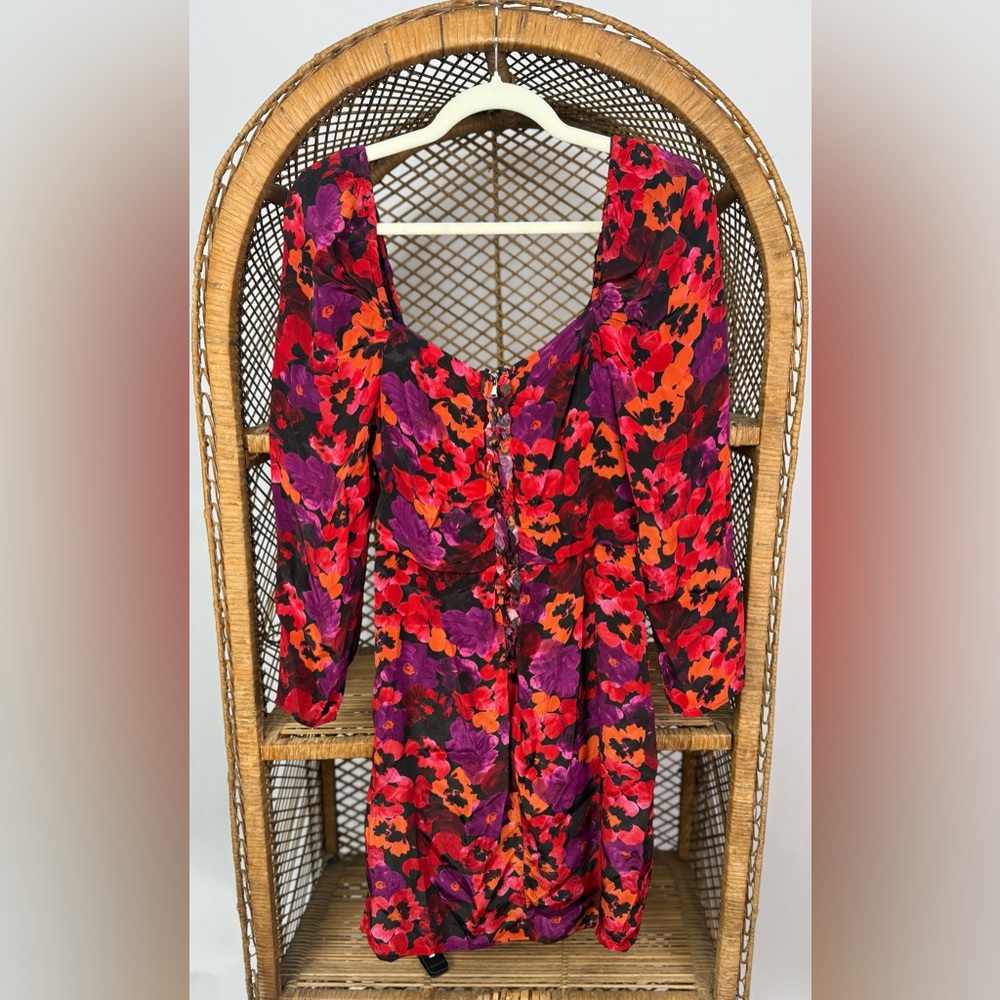 SAYLOR Alouette Floral Mini Dress Women’s Size M Puff Sleeve Ruched $275 Retail - Picture 6 of 7